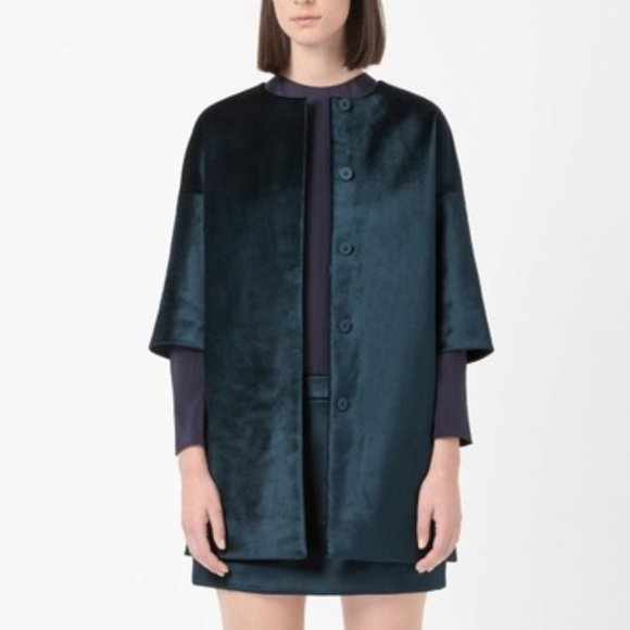 COS Jackets & Blazers - COS Teal Velvet Midi Coat 4